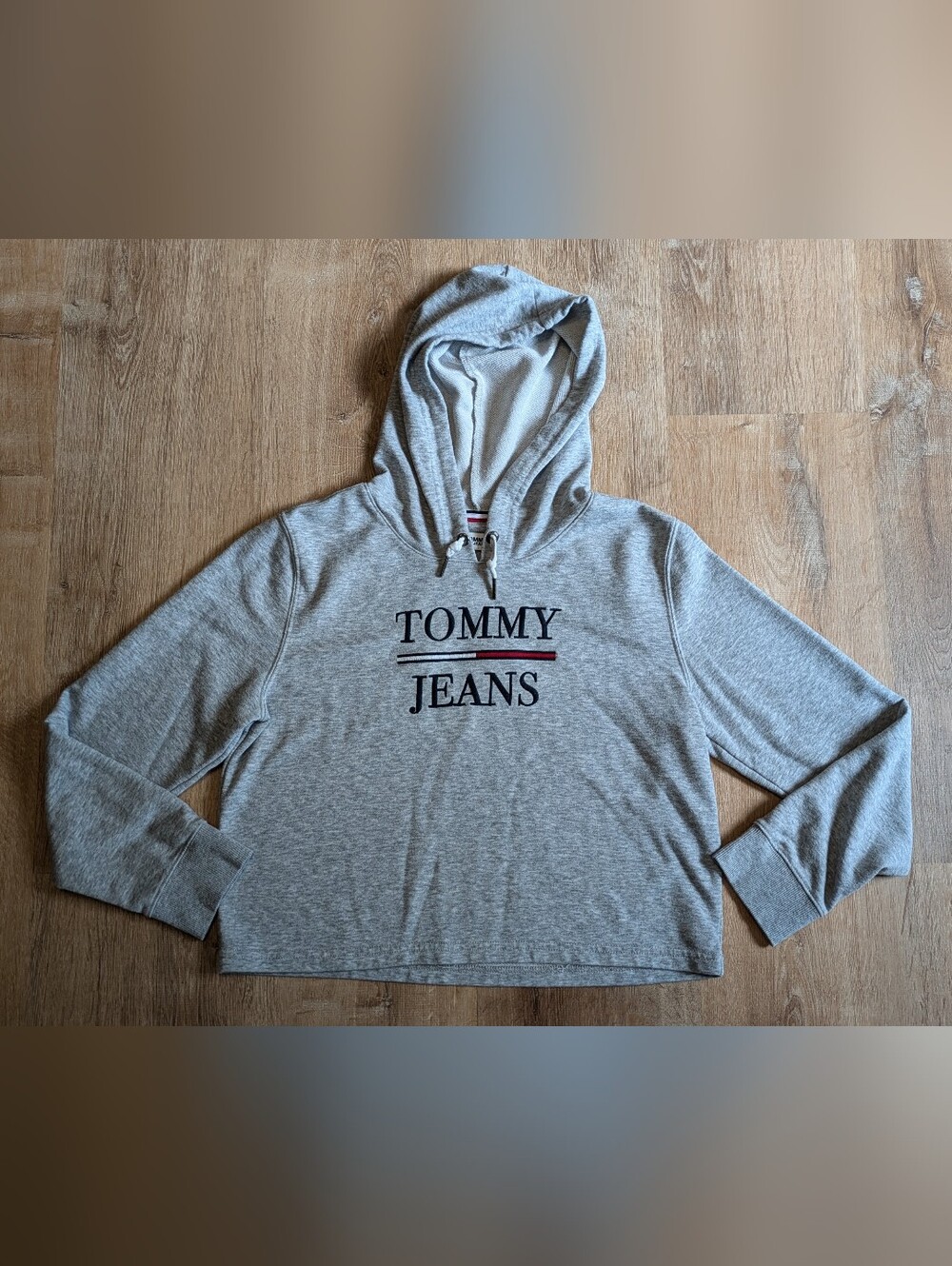 Tommy Jeans Gray Embroidered Logo Hoodie Sweatshirt Women's Medium